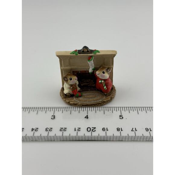 Wee Forest Folk "Christmas Morn" 1983 WP 2 Mice Fireplace Clay M-92 - Picture 9 of 9